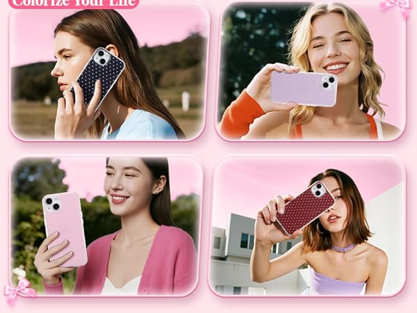 QLTYPRI Cute Polka Dot Shockproof Phone Case