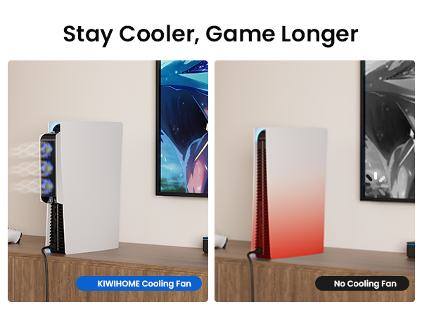 Text reads 'Stay Cooler, Game Longer'. Series of product images showing electronic devices or cooling accessories.