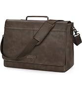 RAINSMORE Vintage Messenger Bag for Men PU Leather Laptop Bag 15.6 Inch Waterproof Mens Briefcase...