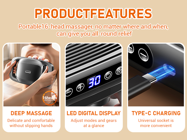 Portable massager with anti-slip grip, easy mode adjustment