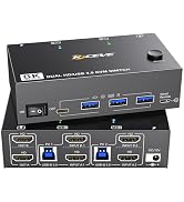 8K KVM Switch 2 Monitors 2 Computers HDMI, KCEVE Dual Monitor KVM Switches, Support 7680x4320@60H...