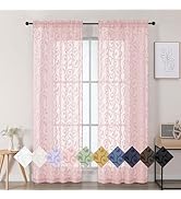 WelvetBLK Blush Sheer Curtains 84 Inches Long 2 Panels Set for Bedroom Living Room, Soft Solid Ai...