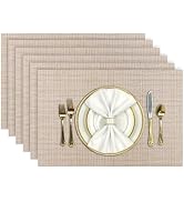 Aofmee Placemats, Placemats Set of 6, Heat Resistant Place Mats, Washable PVC Table Mats, Woven V...