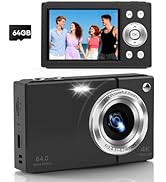 Digital Camera, 4K Vlogging Camera with Autofocus, 64MP, 16X Zoom, 64GB Card Included, Built-in B...