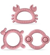 Easter Silicone Teether for Babies - 2ooya 3Pcs Pink Bunny Summer Ocean Animal Infant Teething Ch...