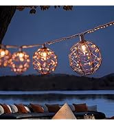 Outdoor Decorative Patio String Lights, Beaded Copper Wire Ball Style Lantern Lights, Connectable...