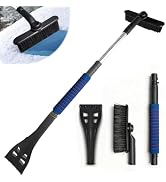 Ice Scraper and Snow Brush for Car, Lightweight 7" Brush Head & 33.5" Extendable Handle for Quick...