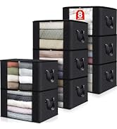 Fab totes 8 Pack Clothes Storage, Foldable Thick Fabric Blanket Storage Bags, Storage Containers ...