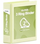 SUNEE 3 Ring Binder 2 Inch, Clear View Binder Three Ring PVC-Free (Fit 8.5x11 Inches) for School ...