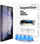 Ni-SHEN 3 Pack Galaxy S23 Ultra Screen Protector Tempered Glass 3D Curved Edge 100% Fingerprint U...
