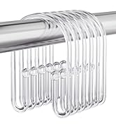 Bathway Shower Curtain Hooks, Non-Slip Plastic Shower Hooks for Shower Curtain, 12Pcs Clear Showe...