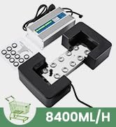 White and black electronic devices with digital display. Text indicates '8400ML/H', suggesting a high-capacity feature.