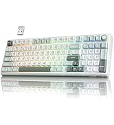 RK ROYAL KLUDGE R98 Pro Tri-Mode Mechanical Keyboard, Beige Switch, Cyan