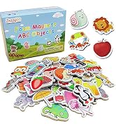ZazzyKid Magnetic Foam Objects for Kids: 52 Toys of ABC Alphabet for Baby Early Education Fridge ...