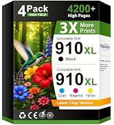 Paeolos 910XL Replacement for HP 910XL Ink Cartridges Combo Pack High Yield | 4 Pack Latest Chip ...