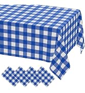 misaya 4 Packs 54 x 78 Inch Buffalo Disposable Table Cloth, Waterproof Plastic Tablecloth, Rectan...
