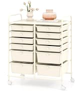 ARLIME 12-Drawer Rolling Storage Cart, 12 Drawer Organizer Trolley, Scrapbook Paper Organizer, Su...