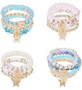 SUPERFINDINGS 16Pcs 4 Sets Butterfly Crystal Bracelets Bohemian Butterfly Stone Pendant Bracelets...
