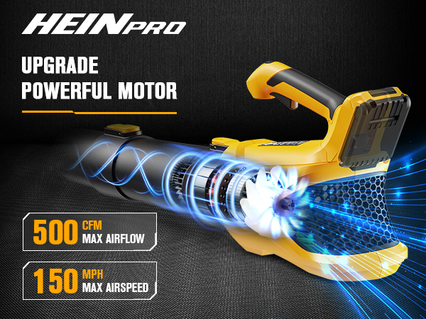 500 CFM/150 MPH cordless leaf blower compatible with DEWALT 20V Battery
