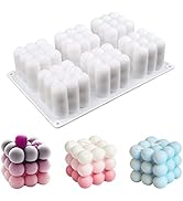 3D Bubble Candle Molds - 6 Cavity Bubble Cube Silicone Mold for Candles Soap Making, Bubble Cake ...