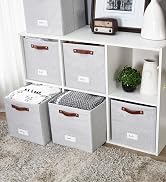 DECOMOMO Storage Bins | Cube Storage Bin with Label Holders, Fabric Storage Cubes for Organizing ...