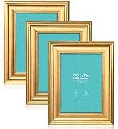 LaVie Home 5x7 Picture Frames (3 Pack, Gold) Photo Frame Set with High Definition Glass for Wall ...