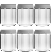 6-pack 16oz white glass jar with screw lid for overnight oats condiment salad dressing sauce baby...