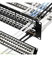 Rapink Patch Panel 48 Port Cat6A with Inline Keystone 10G Support, Coupler Patch Panel STP Shield...