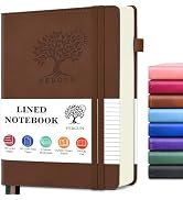 PERCUN Leather Journal for Men & Women - 160 Lined Pages, 100 GSM Paper, 5.9"x8.5" Hardcover Note...