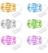 SINAMER 6 Pack Fairy Lights Battery Operated Lights, 7ft 20 Led Multicolor Mini String Lights, Wa...