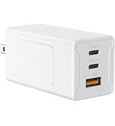 3-Port Fast Charger 65W GaN USB-C Power Supply Charger (White, No Cable)