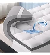 Bedsure 4 Inch Memory Foam Queen Mattress Topper, Dual Layer 2.5 Inch Gel Memory Foam & 800 GSM W...