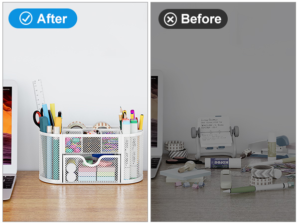 mesh desk organizer with drawer