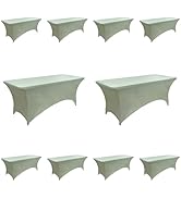 ZarzaaSik 10-Pack 6ft Spandex Table Covers for Rectangle Standard Folding Tables - Wrinkle Resist...