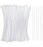 SBYURE 100 Pack Clear Plastic Luggage Loop Straps,Worm Loops for Luggage Tags,Plastic Name Tag Lo...