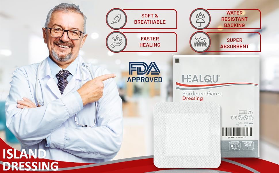wound dressing, island dressing, island dressing 4x4, gauze bandage, bordered gauze 4x4, gauze patch