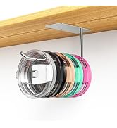CUXIXA Tumbler Lid Organizer, Stainless Steel Tumbler Lid Holder Under Cabinet, Self Adhesive or ...