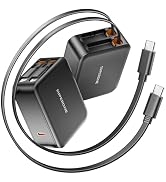 SUPERONE 62W Retractable Wall Charger with Dual USB C Cables | 3-Port USB C Charger Block, 35W Ph...