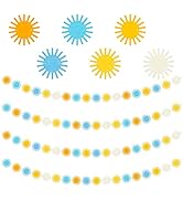 G1ngtar 4Pcs Retro Boho Sun Sunshine Garland Felt Artificial Here Comes The Son Hippie String Ban...
