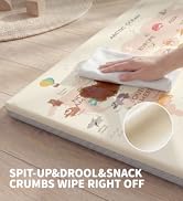 Joypony Baby Play Mat for Floor 50x50, 1.5” Thick Vegan Leather Crawling Mat with Removable Cover...