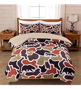 Holawakaka Kids Teens Woodland Camo Bedding Set, 5-Piece Twin Size Wildlife Army Camouflage Comfo...