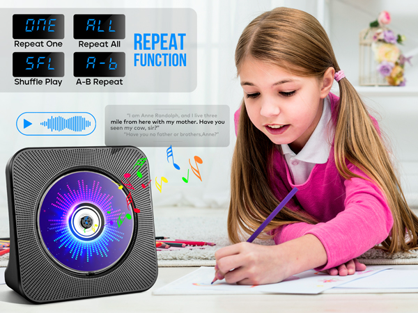 CD player with repeat function for children English learning and classroom language study