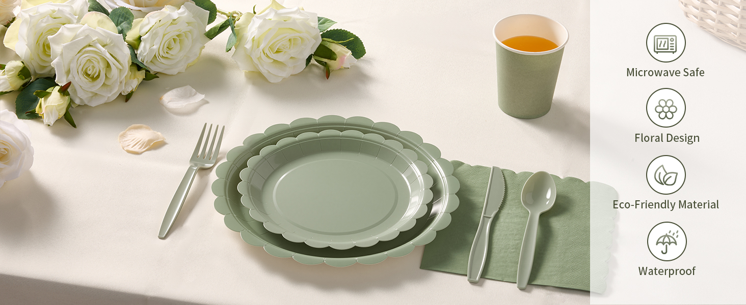 green paper plates