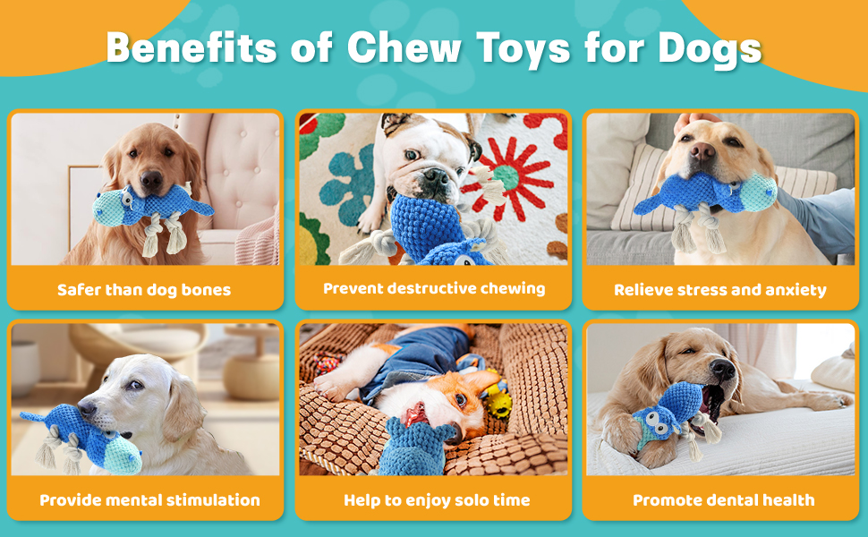 benefits of blue plush dog chew toys