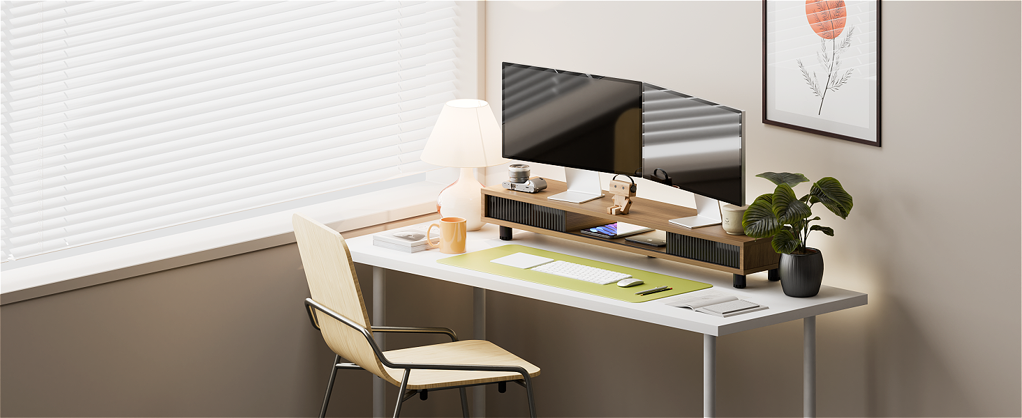 Monitor riser can help neatly arrange displays,makes the interface more intuitive