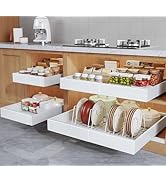 Seinloes 4Pack Expandable Pull Out Cabinet Organizer 21"Deep with Raising Pad for Framed Cabinets...