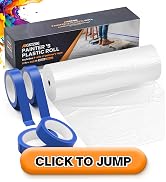 Plastic Drop Cloths, 400' Length x 9' Width Painter's Plastic Film with 4 Rolls Painter's Tape - ...