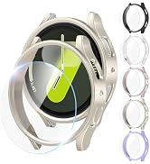 JERXUN 5+5 Pack Case for Galaxy Watch 7 40mm Screen Protector with Anti-Fog Tempered Protective F...