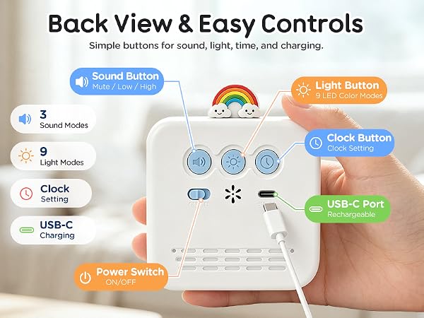 Digital Visual Timer for Kids Star Rainbow LED Display Green White Blue Rechargeable 99 Minute