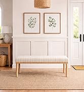 HomePop Oslo Bench - Marigold Pinstripe Fabric